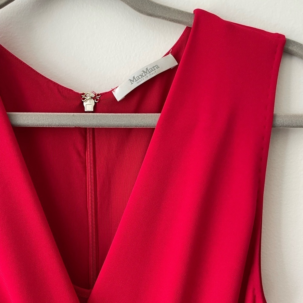 MaxMara Red Cocktail Midi Sheath Party Dress size 38 - Picture 2 of 10